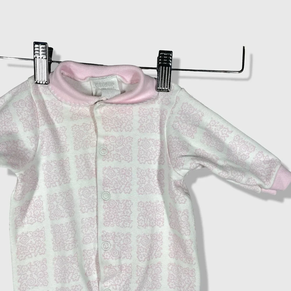 Vintage Carter's Footed Sleeper Baby 0-3M Pink Floral‎ Vintage Aesthetic Cute